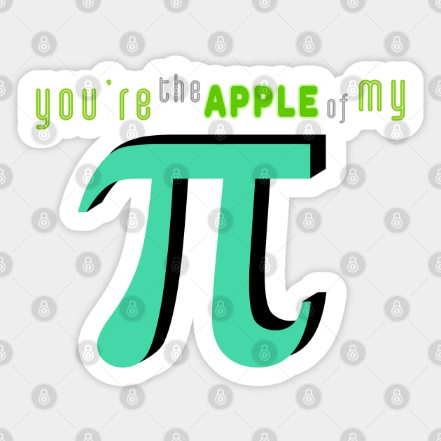 Vintage 'You're the Apple of My Pi' Pun Design No 1 Sticker by Fun Funky Designs